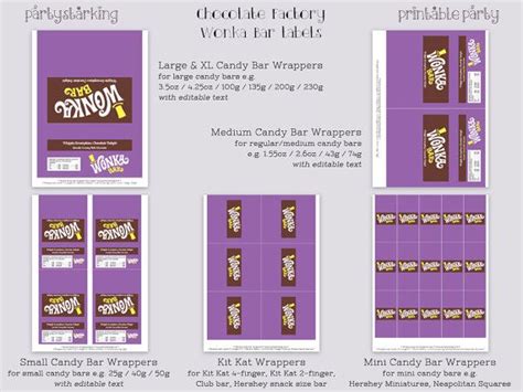 Wonka Bar Wrappers Wonka Bar Candy Bar Wrapper Template Willy Wonka Birthday Party Favors