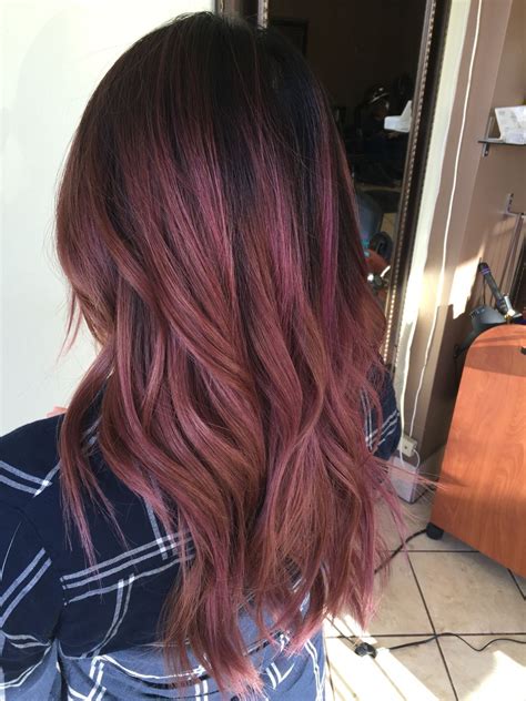 Dark Rose Hair Color Balayage Ombre Hair Styles Rose Hair Color