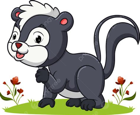 The Skunk Is Sitting On The Garden Of Illustration Artwork Character