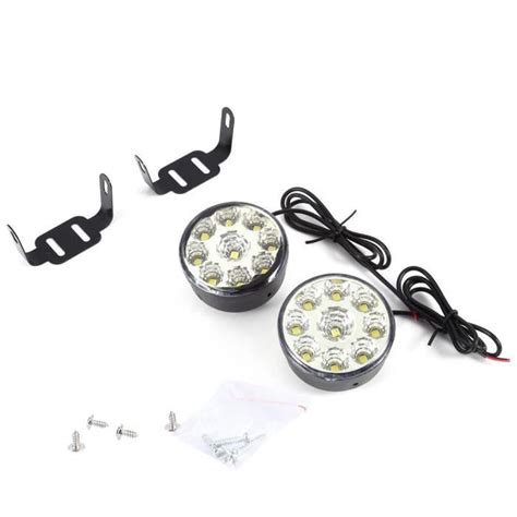 YOSOO Lampe de Brouillard Ronde 2X 9 SMD LED Blanc de Voiture Lumière