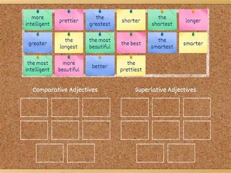 Comparative And Superlative Adjectives Ordenar Por Grupo