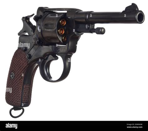 Black loaded revolver on a white background Stock Photo - Alamy