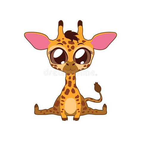 Cute Giraffe Avatar With Flat Colors Stock Vector Illustration Of