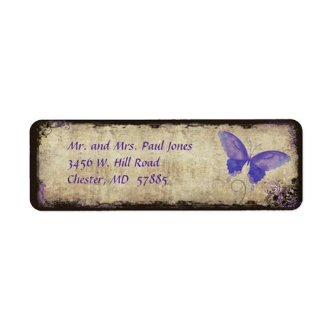 Vintage Purple Butterfly Return Address Label Zazzle