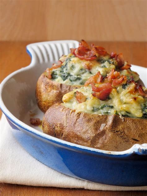 Potato Recipes Double Stuffed Baked Potatoes With Swiss Chard And Bacon