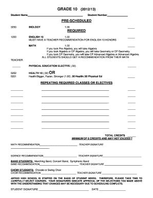 Fillable Online Gr Course Selection Form Fax Email Print Pdffiller