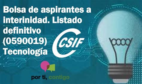 Csif Bolsa De Aspirantes A Interinidad Listado Definitivo