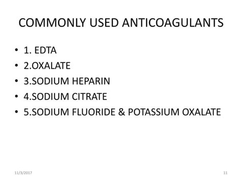 Anticoagulants Used In Haematology Ppt