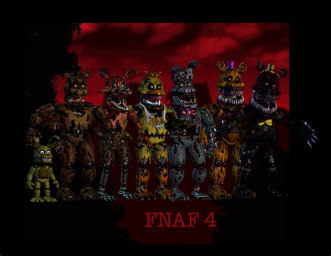 Fnaf 4 all animatronics by Francisco-ArtAguila on DeviantArt