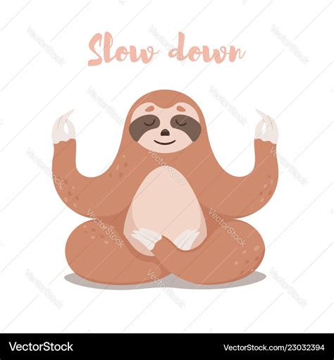 Cute Cartoon Sloth Standing In Yoga Pose Sloth Vector Image