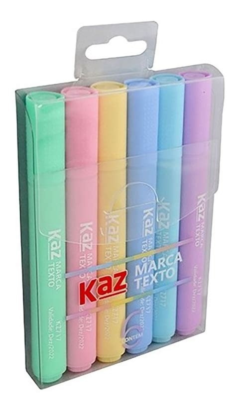 Marca Texto Tons Pastéis Kit C 6 Unidades Barato Kaz MercadoLivre