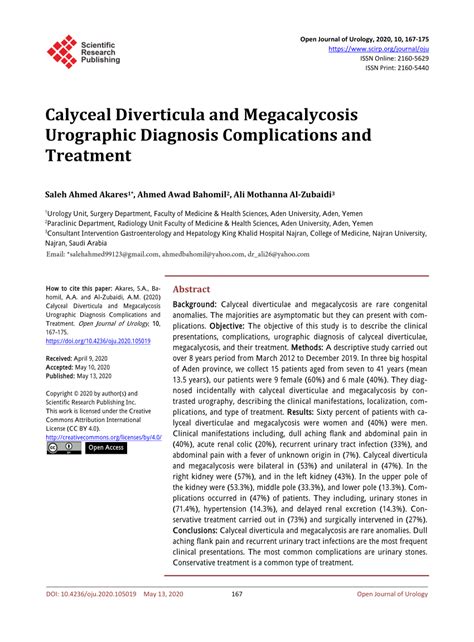 Pdf Calyceal Diverticula And Megacalycosis Urographic Diagnosis