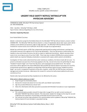 Fillable Online Urgent Medical Device Safety Notice Mitraclip Fax