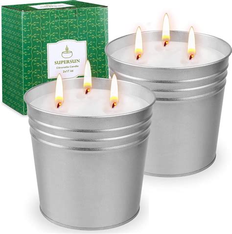 Citronella Candles Outdoor Large 17oz X 2 Pack 3 Wicks Soy