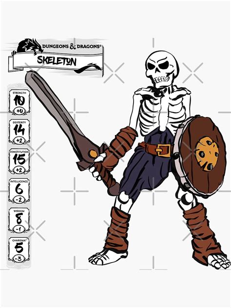 "DND Skeleton Stats" Sticker for Sale by Black-Orc | Redbubble