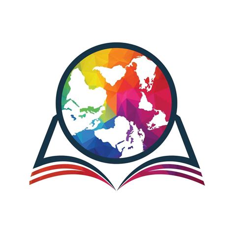 Education logo concept with book icon and globe. International ...