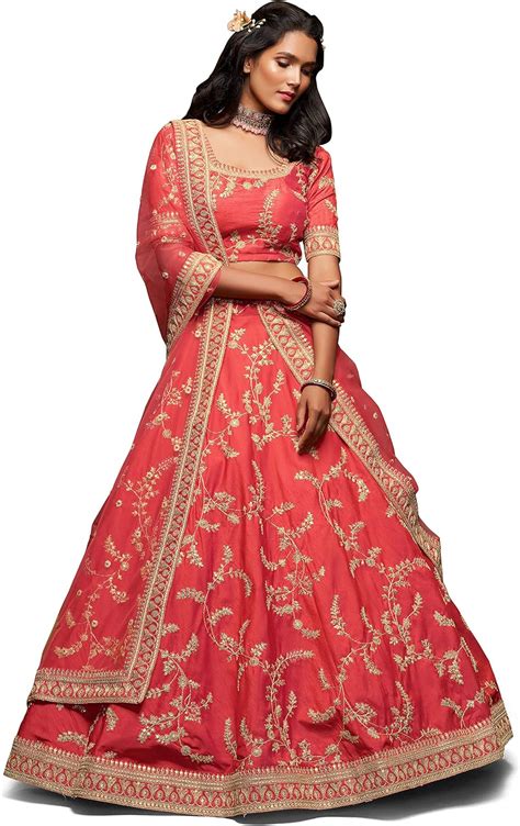 Zeel Clothing Women S Art Silk Semi Stitched Lehenga Choli With Dupatta