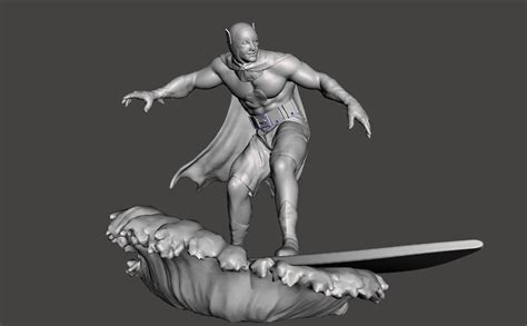 batman surfing in ocean 3d print 3D model 3D printable | CGTrader