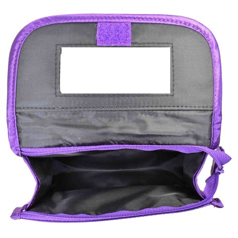 Cosmetic Bag with a Mirror, Small Size (6.25"), Quilted Satin, Purple - Marisa D'Amico Designs