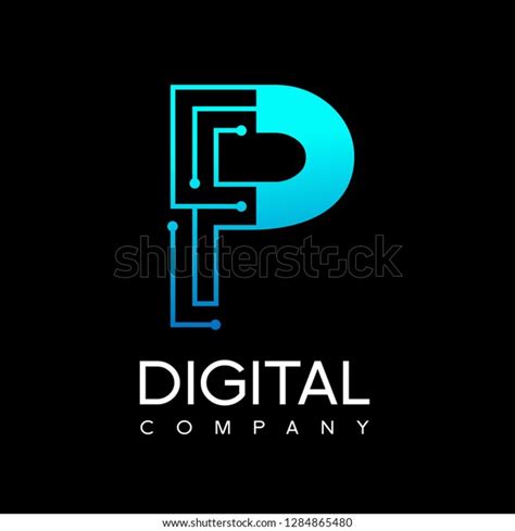 Letter P Technology Logo Font Digital Vector De Stock Libre De