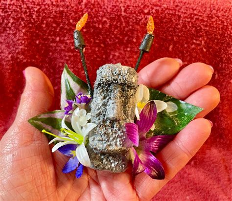 Miniature Tiki Torch Moai Easter Island Rapa Nui Tiki Gid Idol Etsy