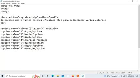 Como Crear Un Formulario Con Select Multiple En Html Youtube