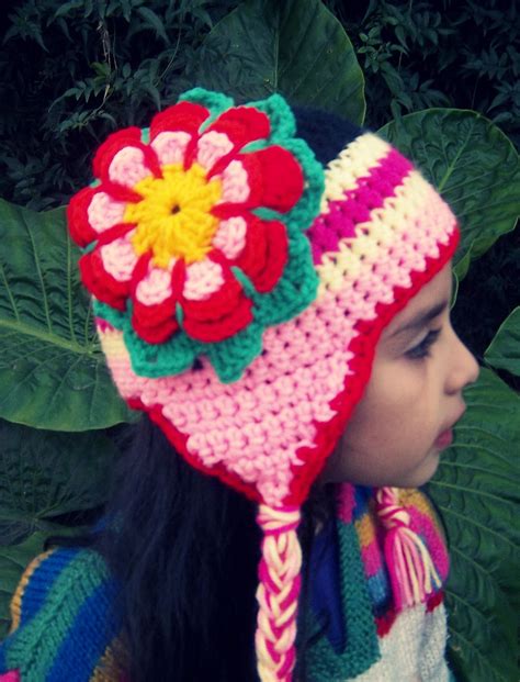 Gorro Tejido Al Crochet Con Flor Gorros Tejidos Pinterest