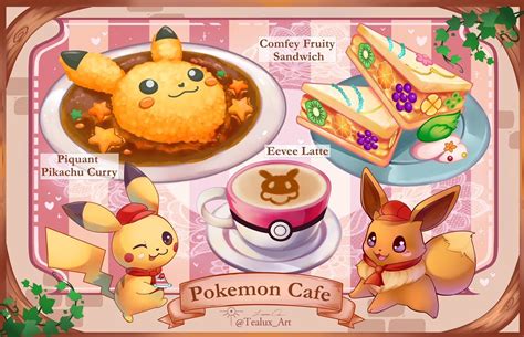 Pickachu And Eevee Cafe In 2024 Cute Food Art Food Illustrations