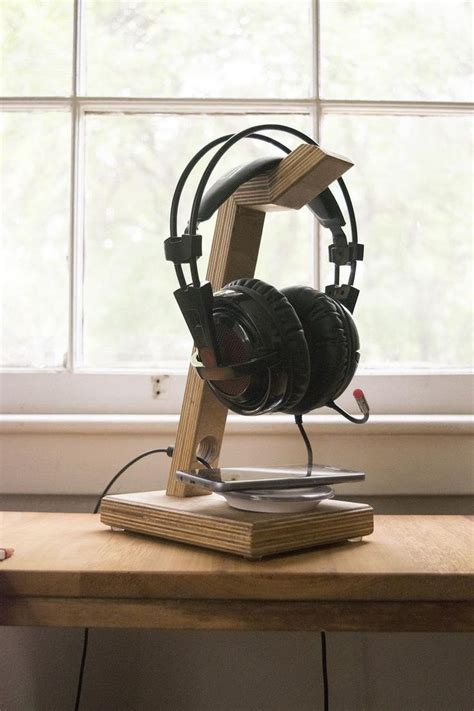 Plywood Headphone And Phone Station Chocolate Stain Etsy Chocolate