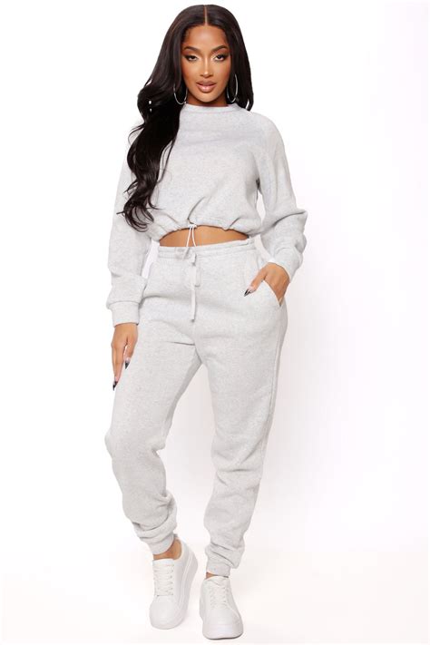 Now Or Never Jogger Set Heather Grey Fashion Nova Lounge Sets