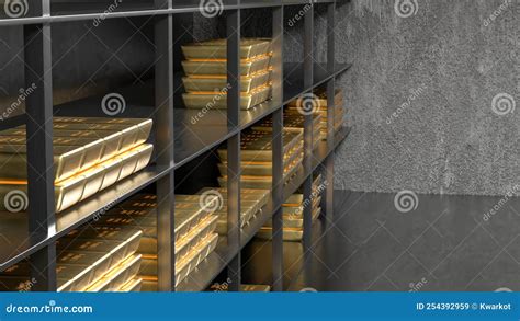 Bank Vault with Gold and Cash. 3d Rendering Stock Illustration ...