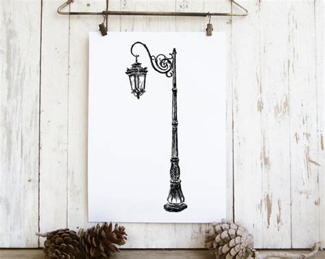 Vintage Street Lamp Drawing Art Print Coloring Sheets Street | Etsy