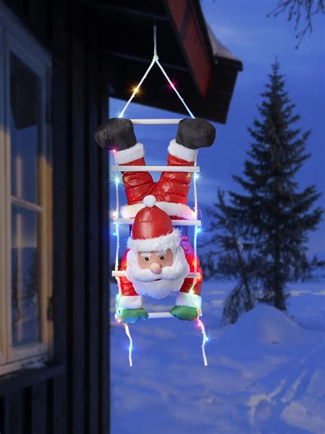 Kletternder Weihnachtsmann LED Leiter Nikolaus Weihnachtsdeko Hängend