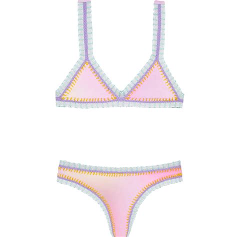 Cotton Candy Tie Dye Rainbow Embroidered Bikini Pq Pq Swim