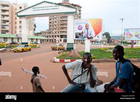 Central African Republic. August 2012. Bangui. Arch by roundabout in ...