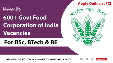 Vacancies At Govt Food Corporation Of India Applications Open