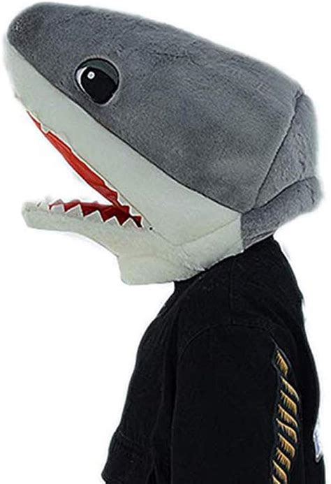 Plush Halloween Shark Head Mask Mascot Costume Gray Amazonca