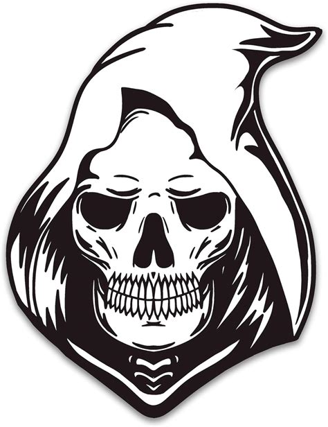 Grim Reaper Skull Sticker Black White Ghost Skeleton