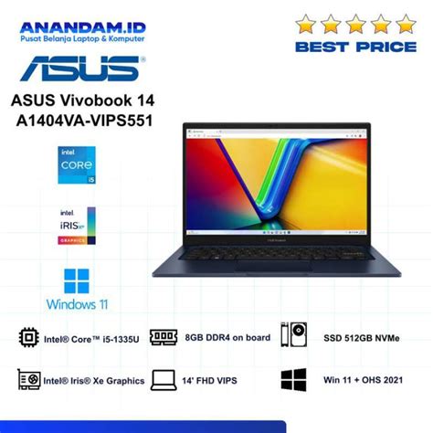 Jual ASUS Vivobook 14 A1404VA VIPS551 Quiet Blue Di Seller ANANDAM ID