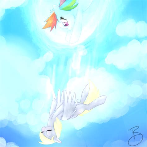 Safe Artist Casocat Derpy Hooves Rainbow Dash Pegasus