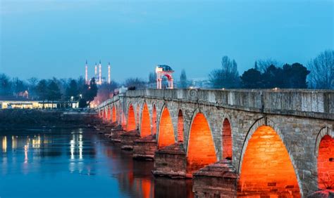 EDIRNE, TURKEY. Meric Bridge Stock Photo - Image of town, tourism ...