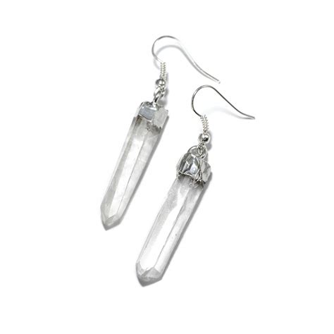 Raw Clear Crystal Healing Quartz Earrings