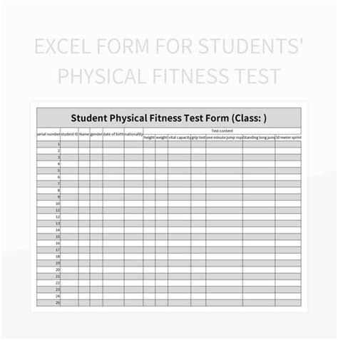 Excel Form For Students Physical Fitness Test Excel Template And