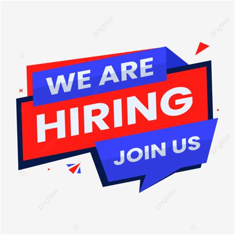 Red Blue We Are Hiring Join Us Announcement Banner Vector Transparent