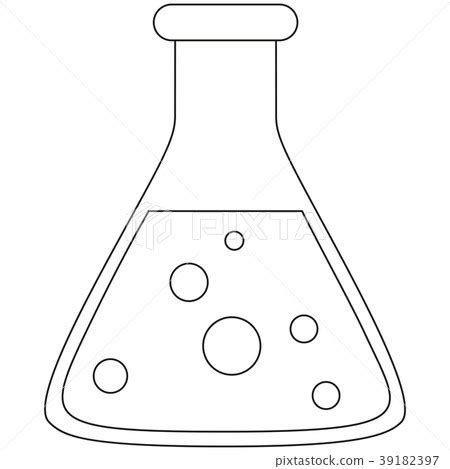 Line Art Black And White Science Test Tube Icon Stock Illustration