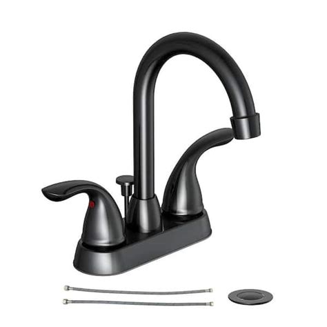 Private Brand Unbranded Alima 4 In Centerset 2 Handle High Arc Bathroom Faucet In Matte Black