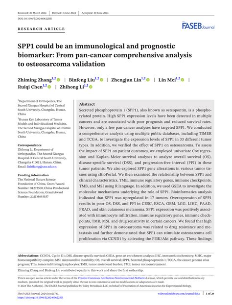 Pdf Spp1 Could Be An Immunological And Prognostic Biomarker From Pan