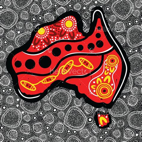 Aboriginal dot painting with Australia map - Download Graphics & Vectors