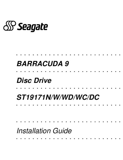 SEAGATE BARRACUDA 9 INSTALLATION MANUAL Pdf Download | ManualsLib