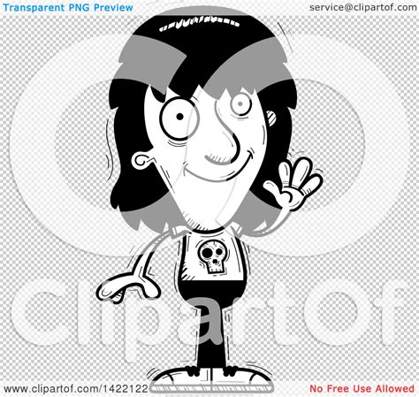 Clipart Of A Cartoon Black And White Lineart Doodled Metal Head Guy